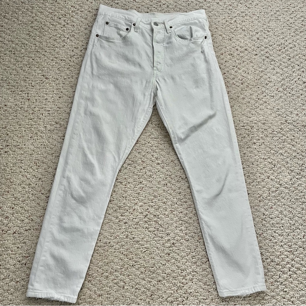 Levi's Premium 501S Skinny Jeans Womens 30x28 White Button Fly Stretch Denim